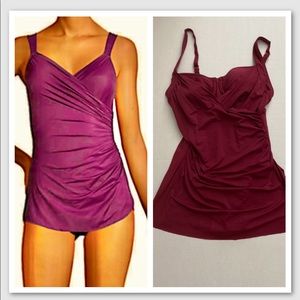 Tahiti Slender V-Neck Skirted 1-Piece Swimsuit S